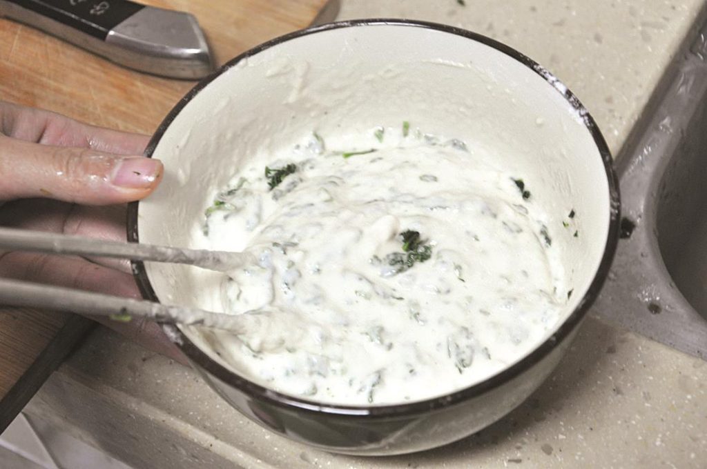 Mugwort mixed with flour
